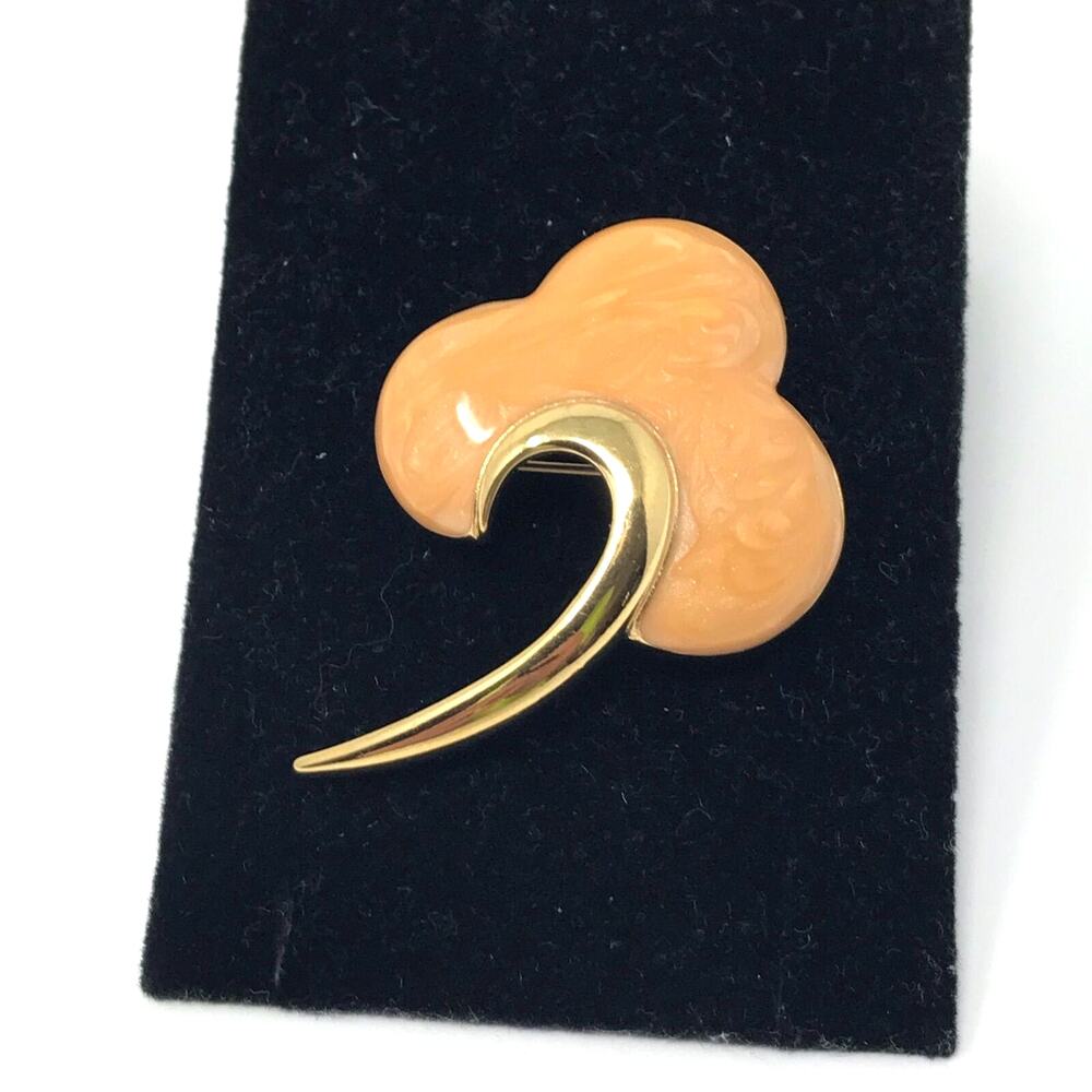 Monet Clover Brooch Pin Enamel Vintage Gold-toned